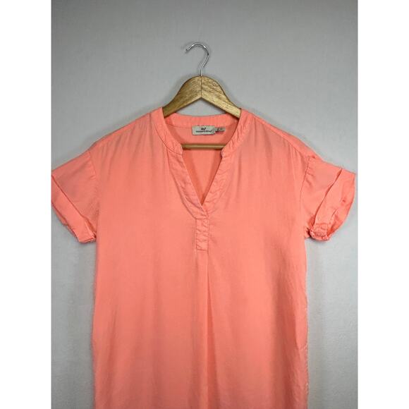 Vineyard Vines Coral Peach Tunic Dress Short Sleeve Casual Beachy XS - Picture 2 of 8
